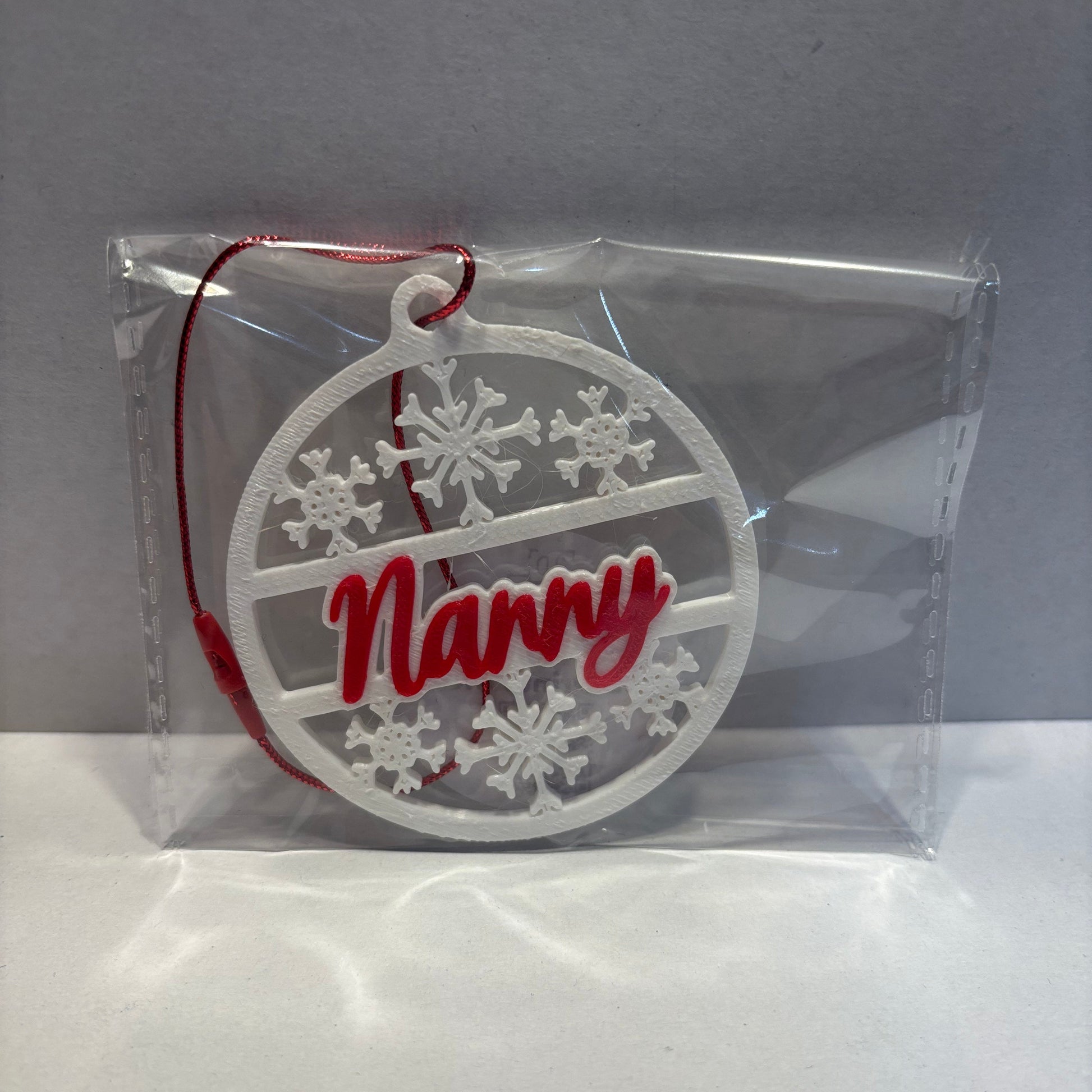 Christmas - Personalised Snowflake Decoration - Nanny - Front View Packaged