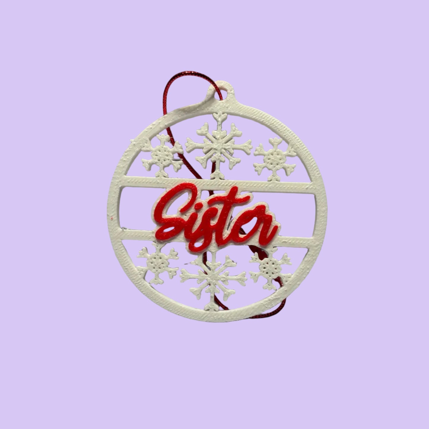 Christmas - Personalised Snowflake Decoration - Sister - Front View