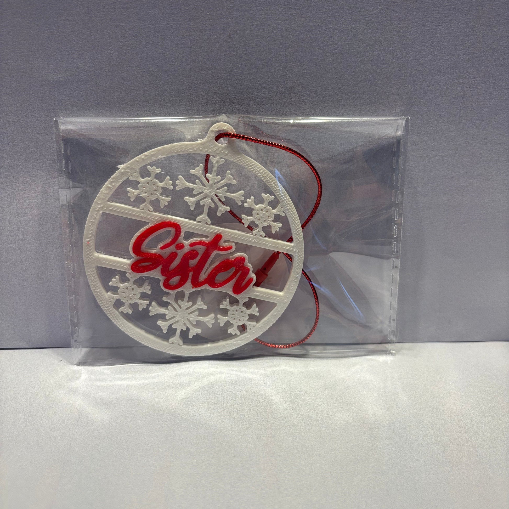 Christmas - Personalised Snowflake Decoration - Sister - Front View Packaged