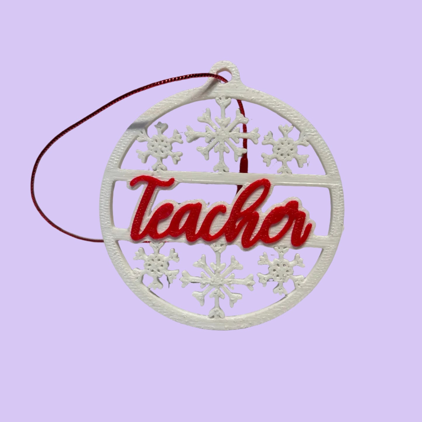 Christmas - Personalised Snowflake Decoration - Teacher - Front View