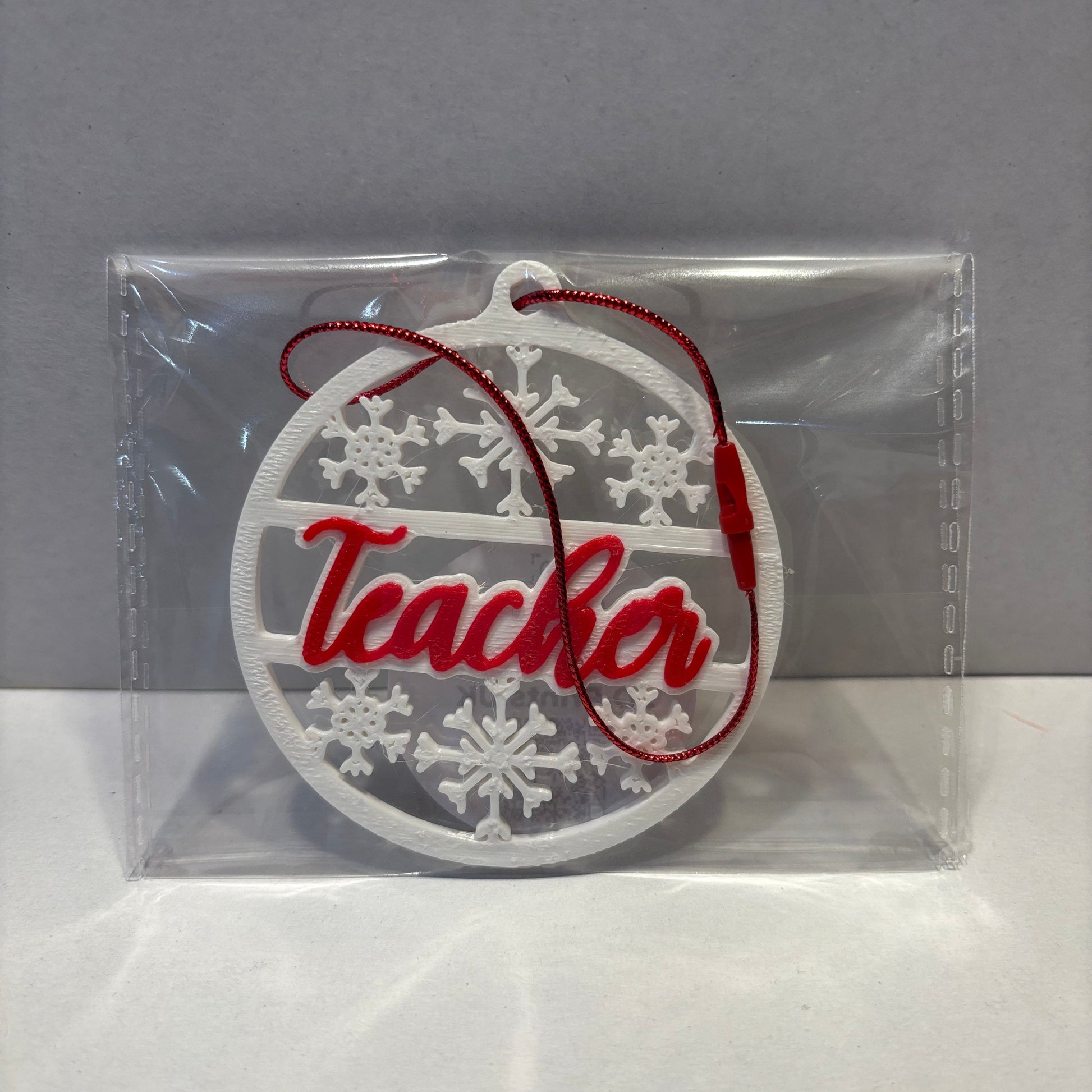 Christmas - Personalised Snowflake Decoration - Teacher - Front View Packaged