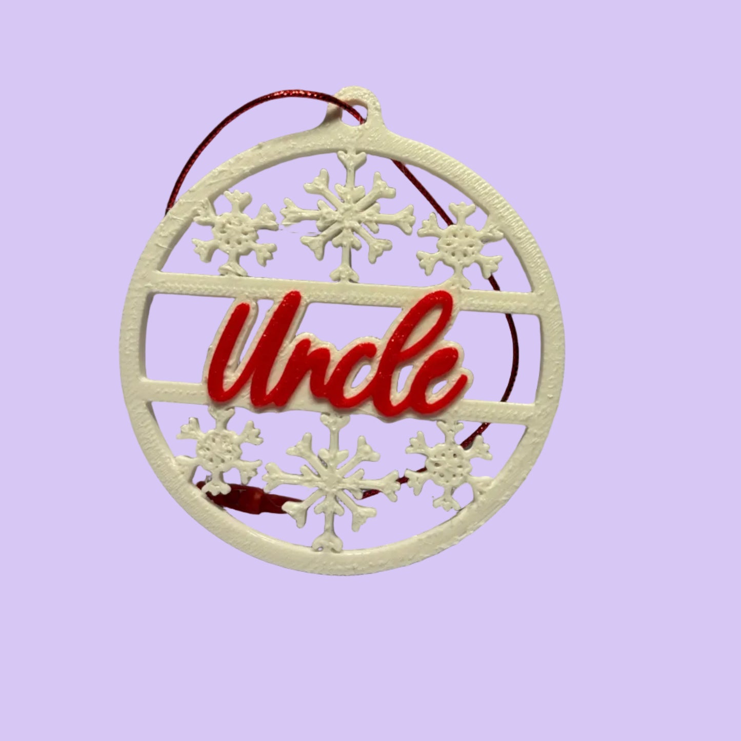 Christmas - Personalised Snowflake Decoration - Uncle - Front View