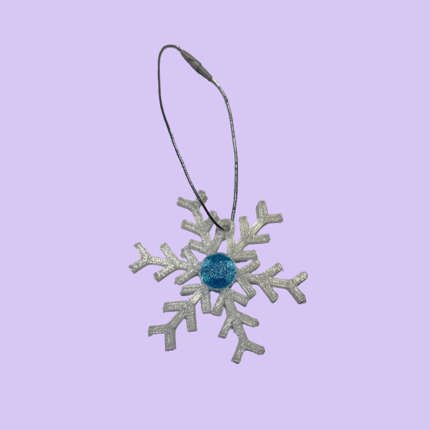 Christmas - Snowflake Gemstone Hanging Decoration - Blue - Front View
