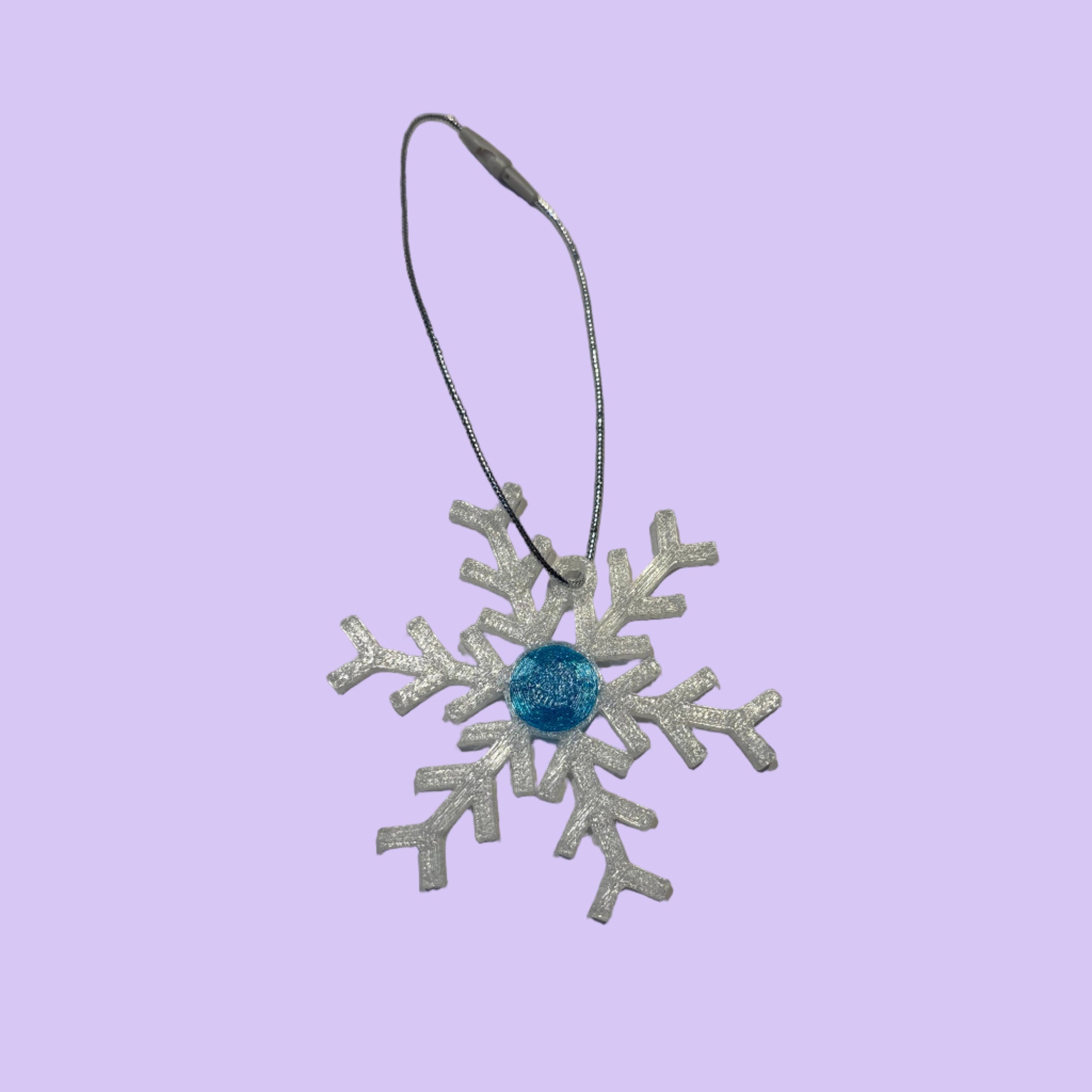 Christmas - Snowflake Gemstone Hanging Decoration - Blue - Front View