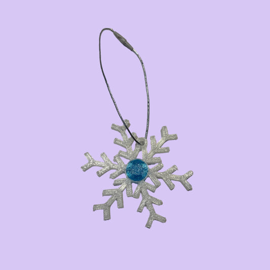Christmas - Snowflake Gemstone Hanging Decoration - Blue - Front View