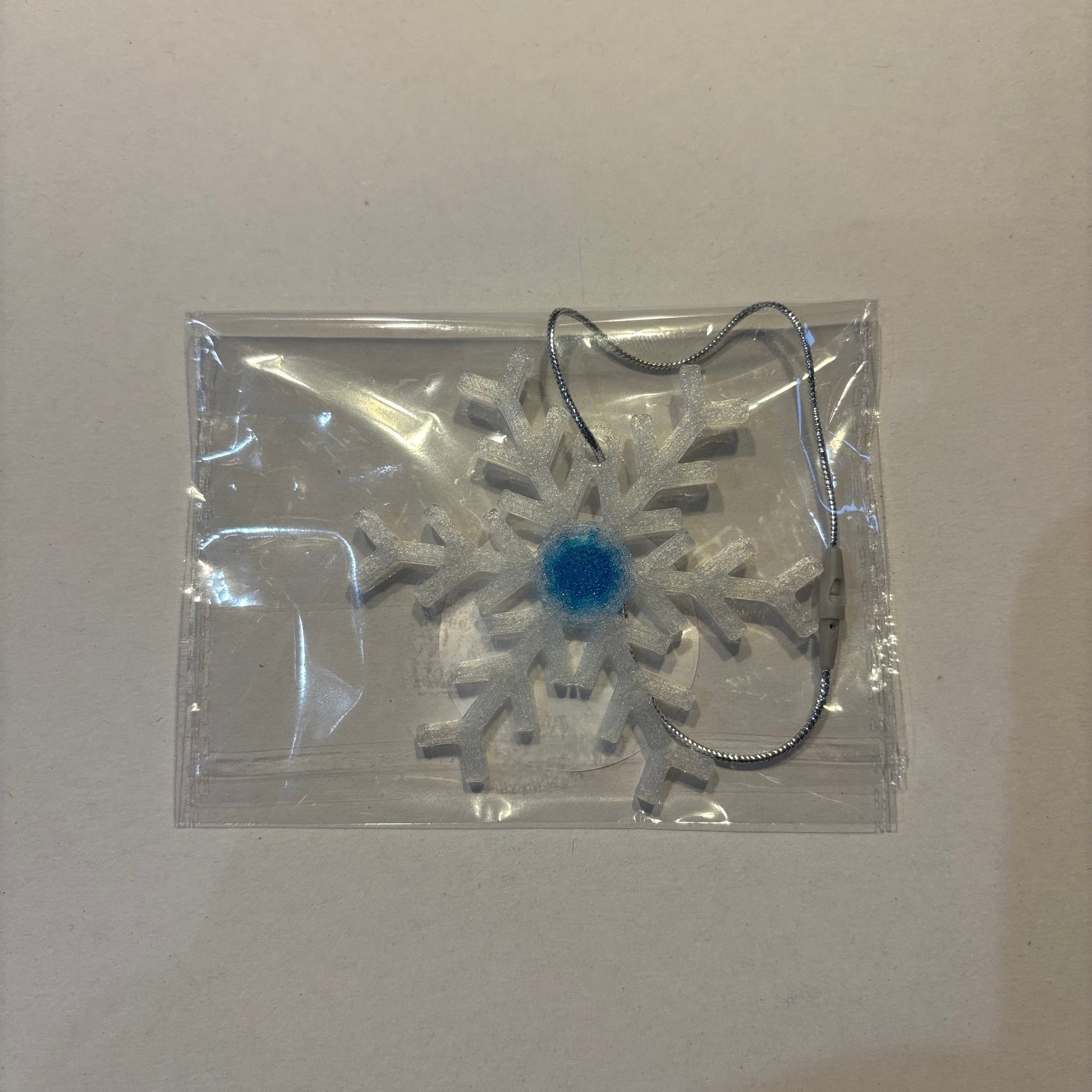 Christmas - Snowflake Gemstone Hanging Decoration - Blue - Front View Packaged