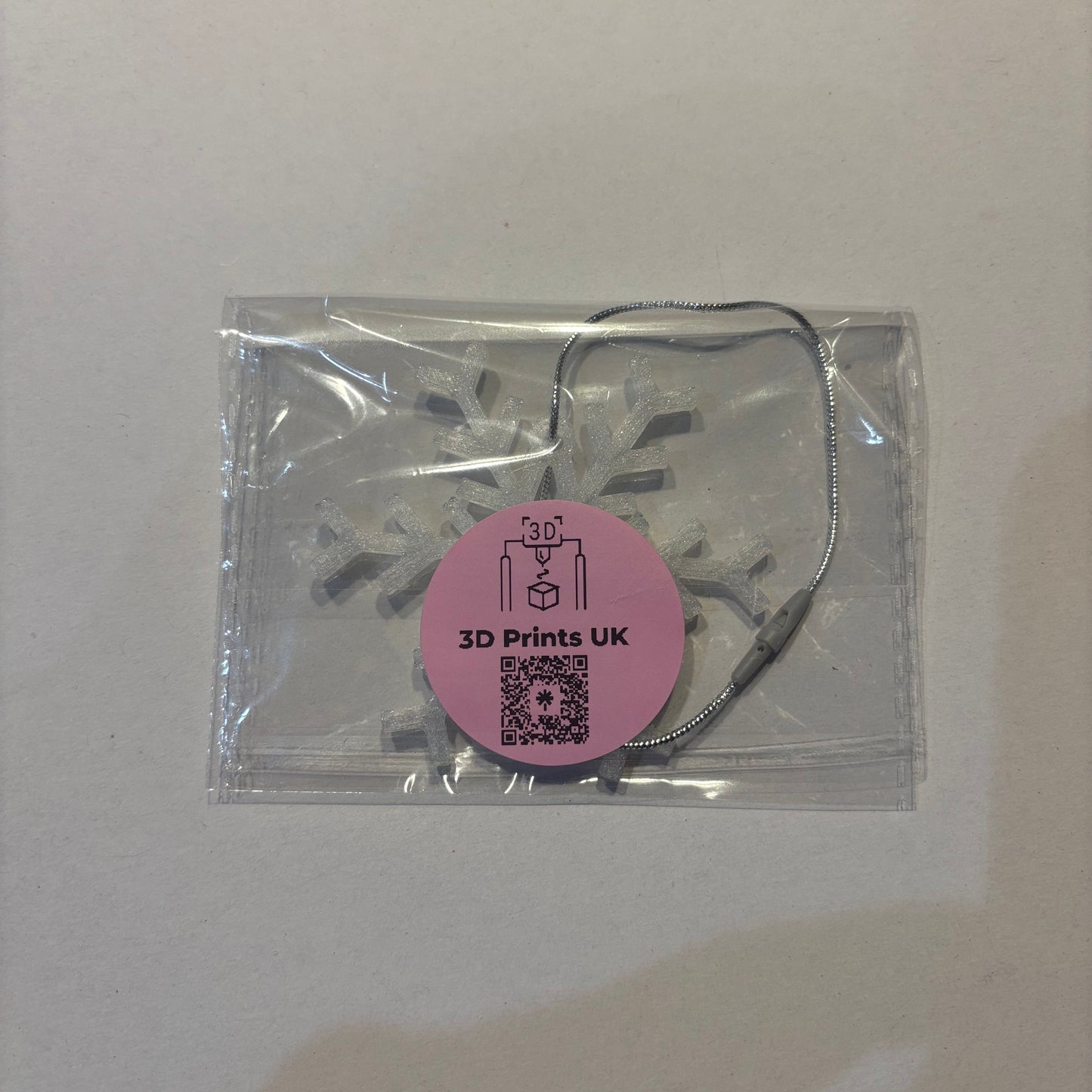 Christmas - Snowflake Gemstone Hanging Decoration - Blue - Rear View Packaged