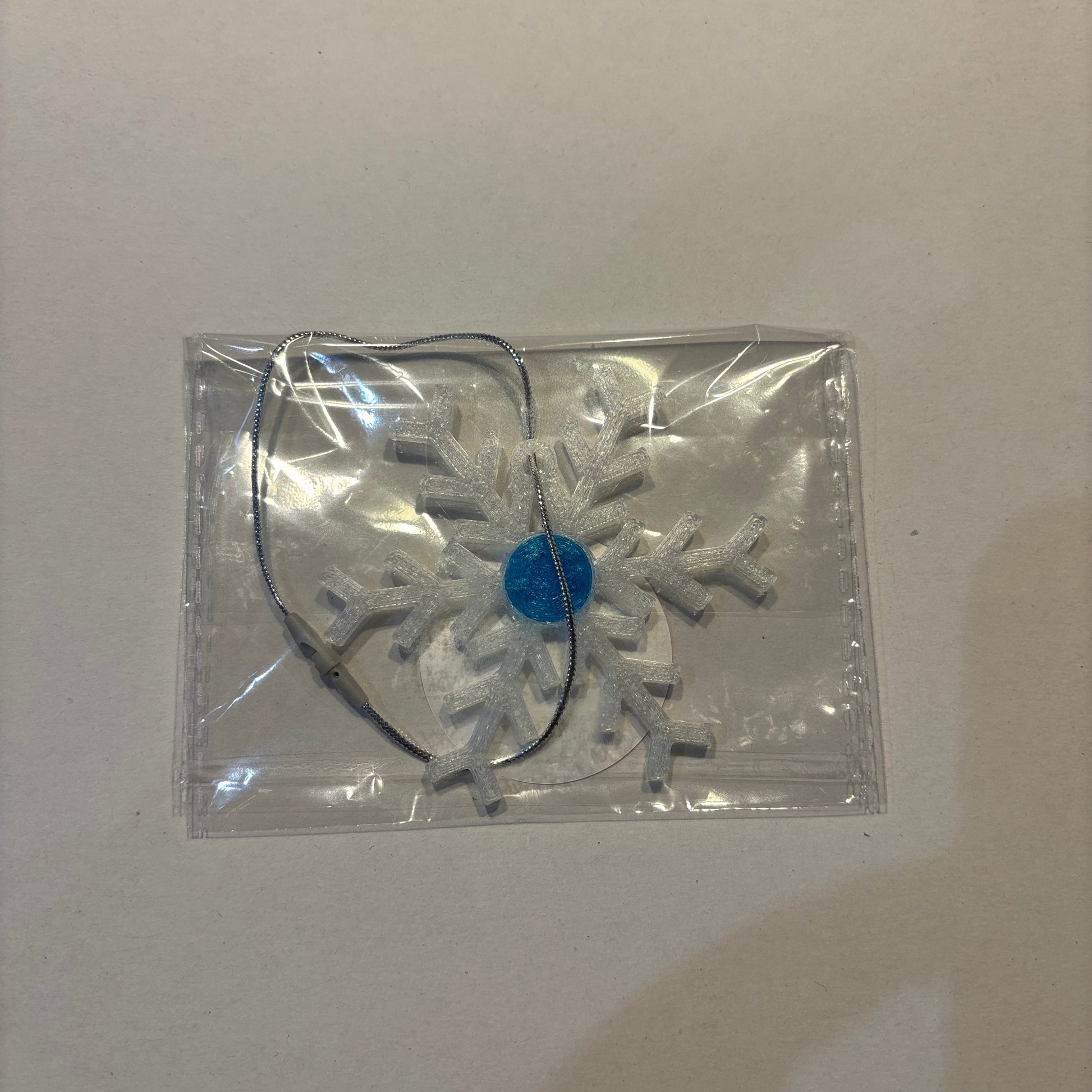 Christmas - Snowflake Gemstone Hanging Decoration - Blue - Top View Packaged