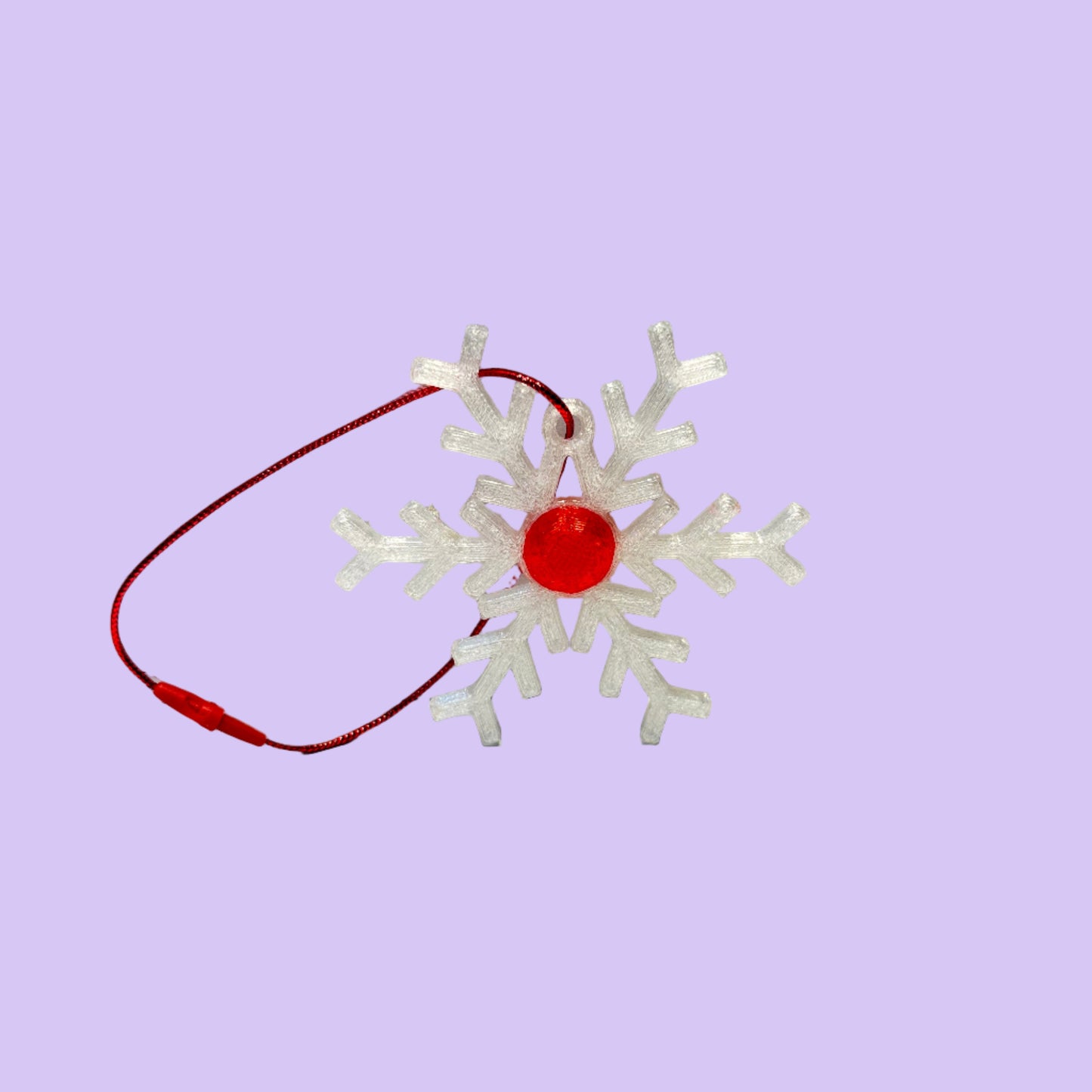 Christmas - Snowflake Gemstone Hanging Decoration - Transparent Red - Front View