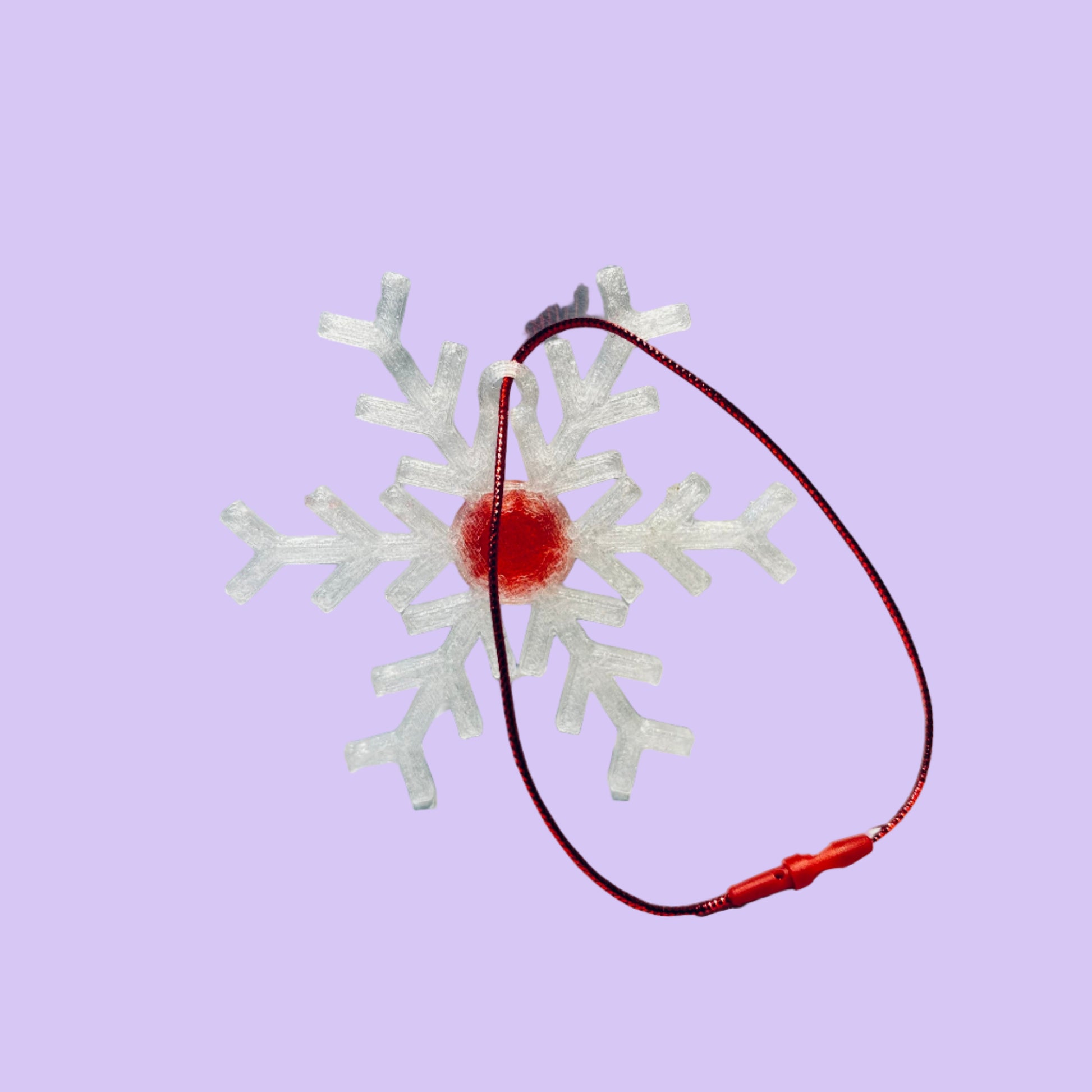 Christmas - Snowflake Gemstone Hanging Decoration - Transparent Red - Rear View