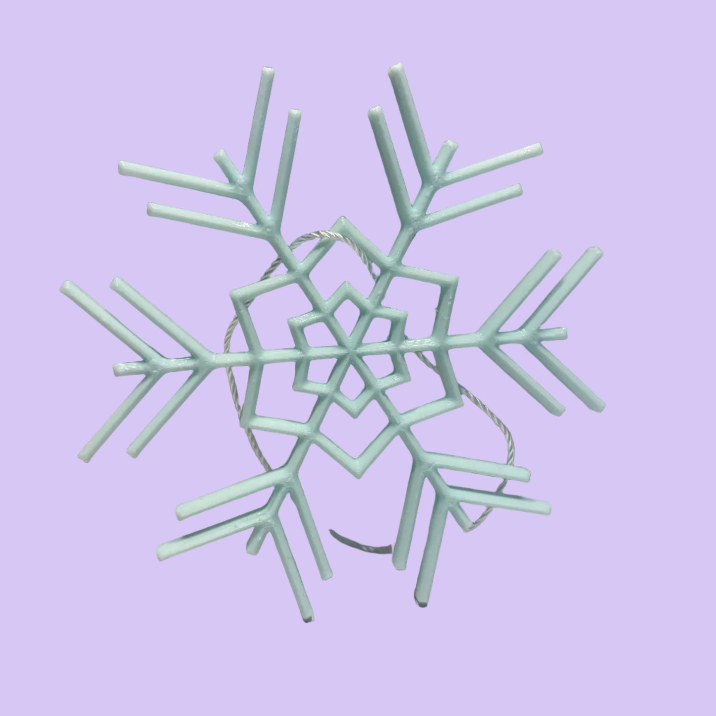 Christmas - Snowflake Hanging Decoration - Medium - Ice Blue - Front View