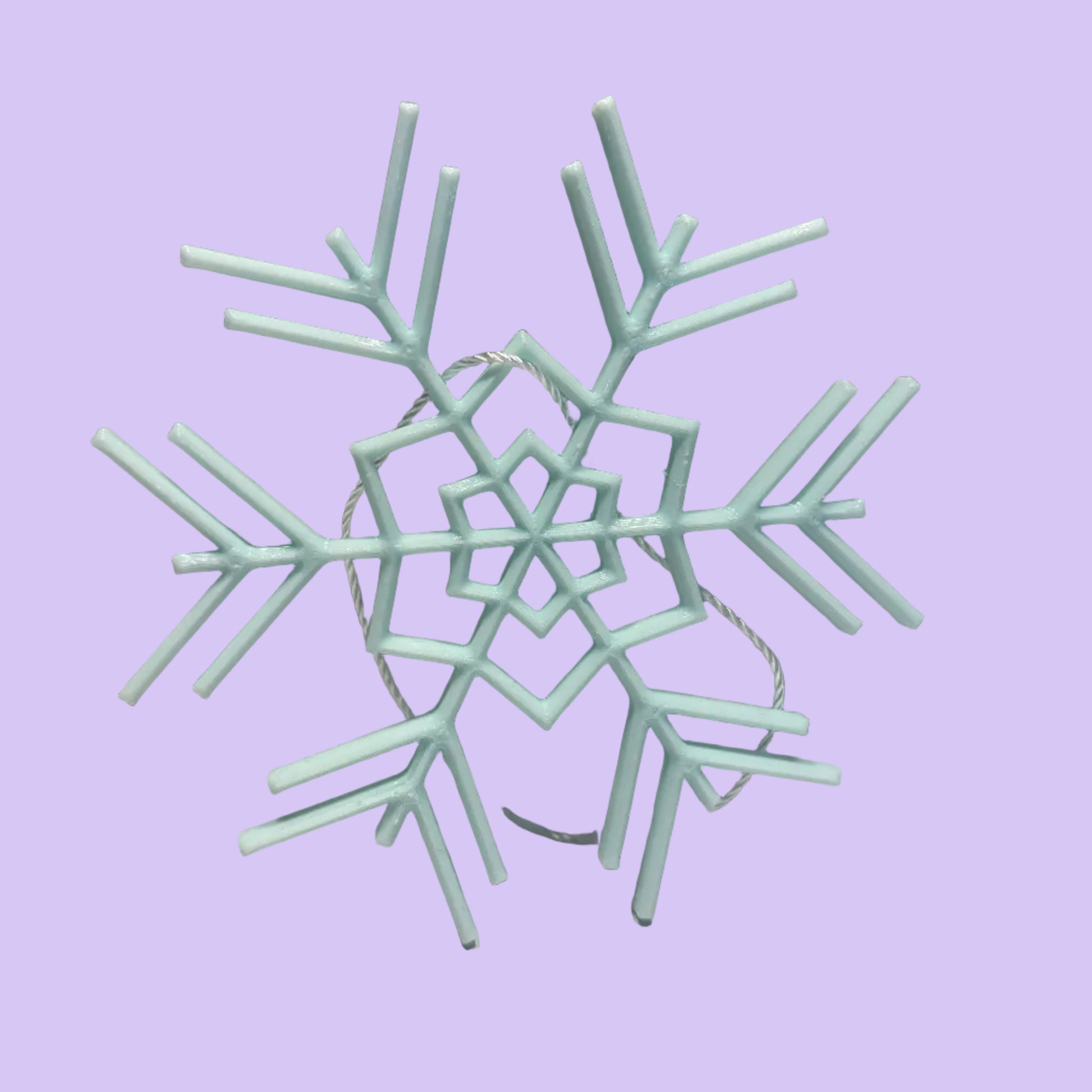 Christmas - Snowflake Hanging Decoration - Medium - Ice Blue - Front View