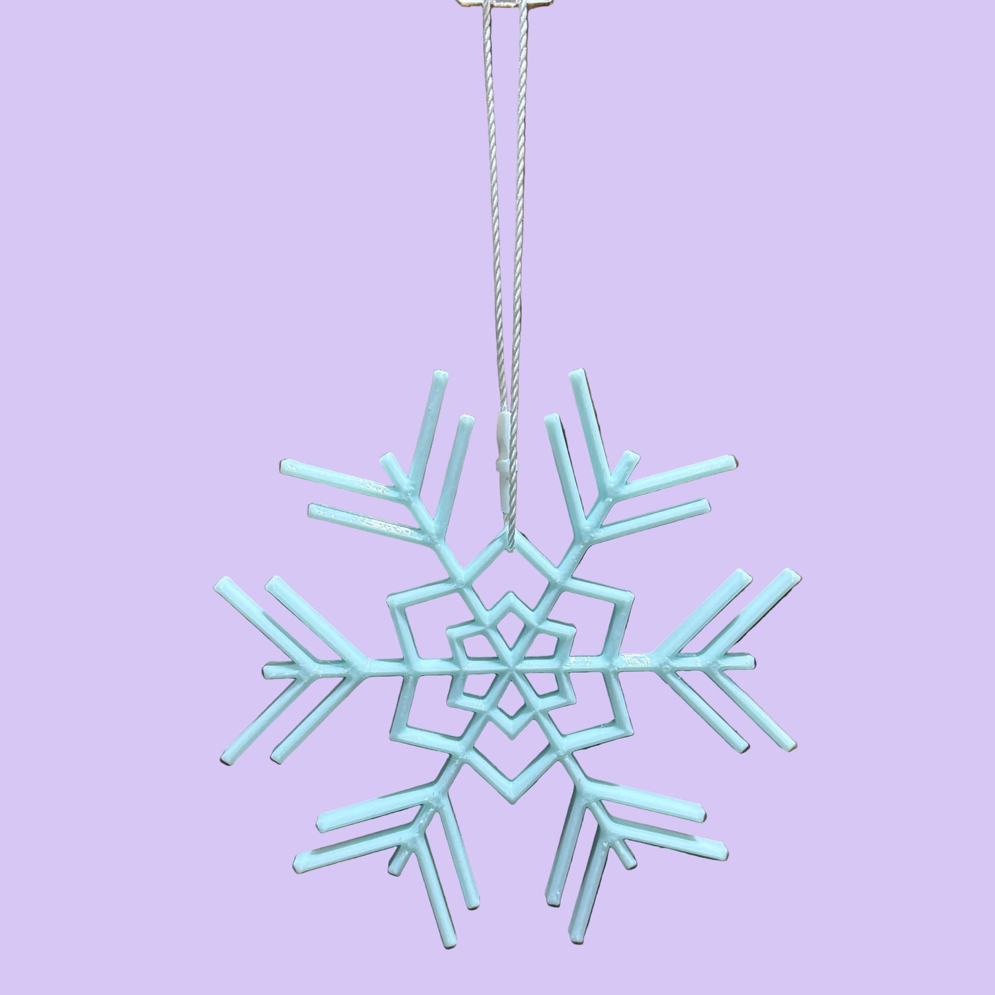 Christmas - Snowflake Hanging Decoration - Medium - Ice Blue - Front View Hanging