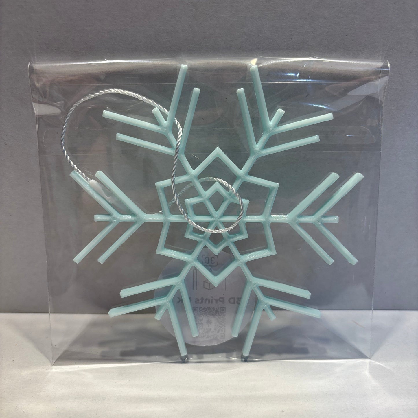Christmas - Snowflake Hanging Decoration - Medium - Ice Blue - Front View Packaged