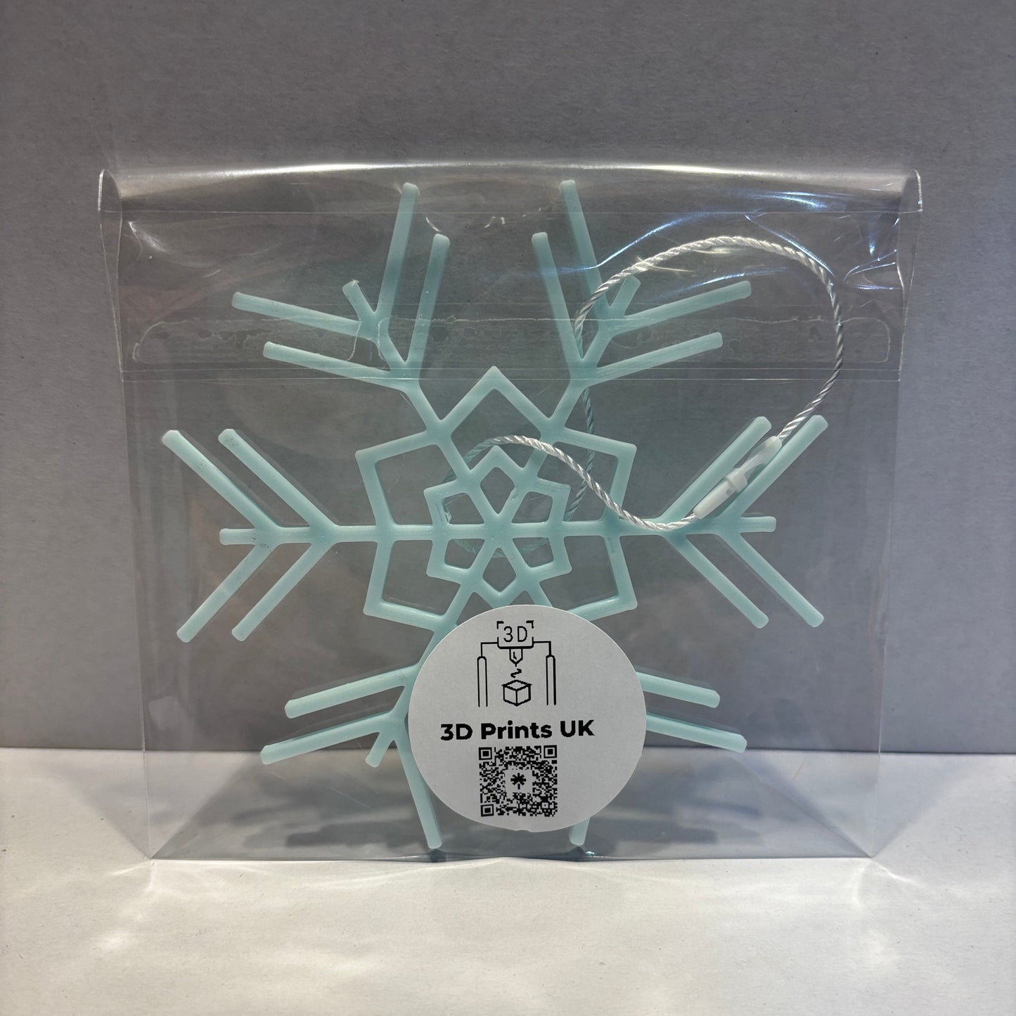 Christmas - Snowflake Hanging Decoration - Medium - Ice Blue - Rear View Packaged