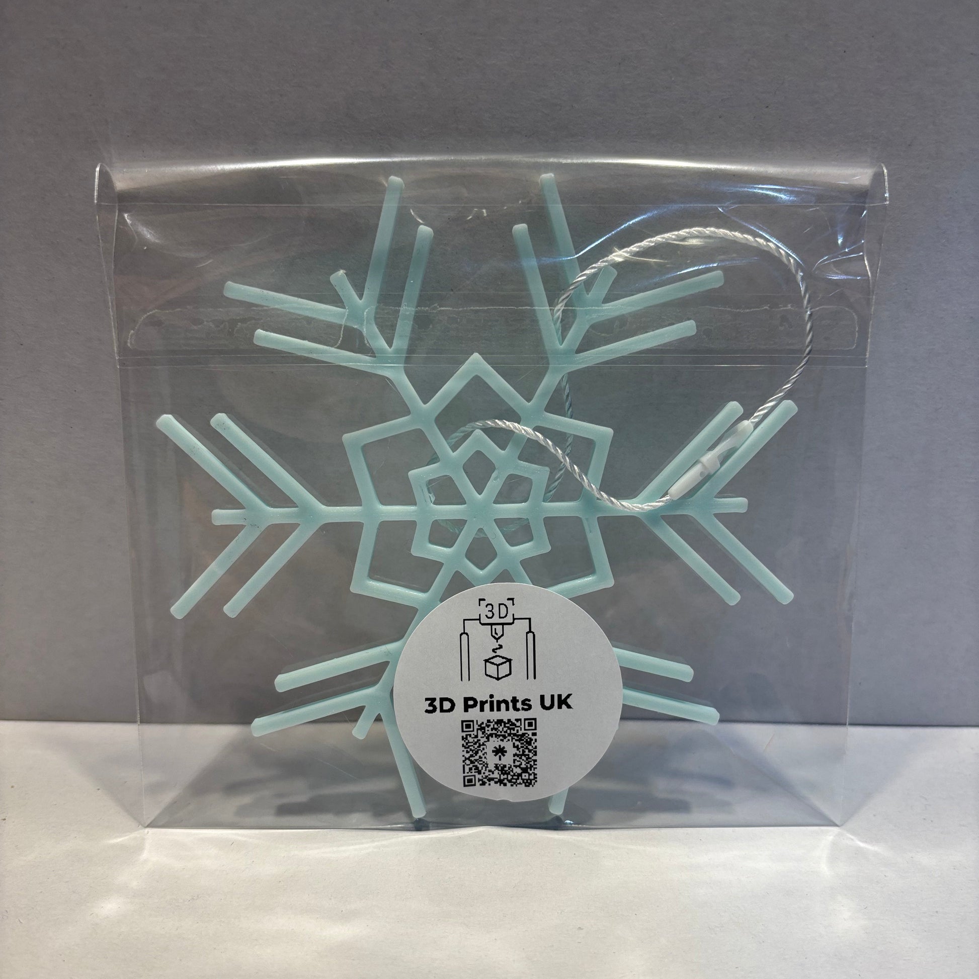 Christmas - Snowflake Hanging Decoration - Medium - Ice Blue - Rear View Packaged