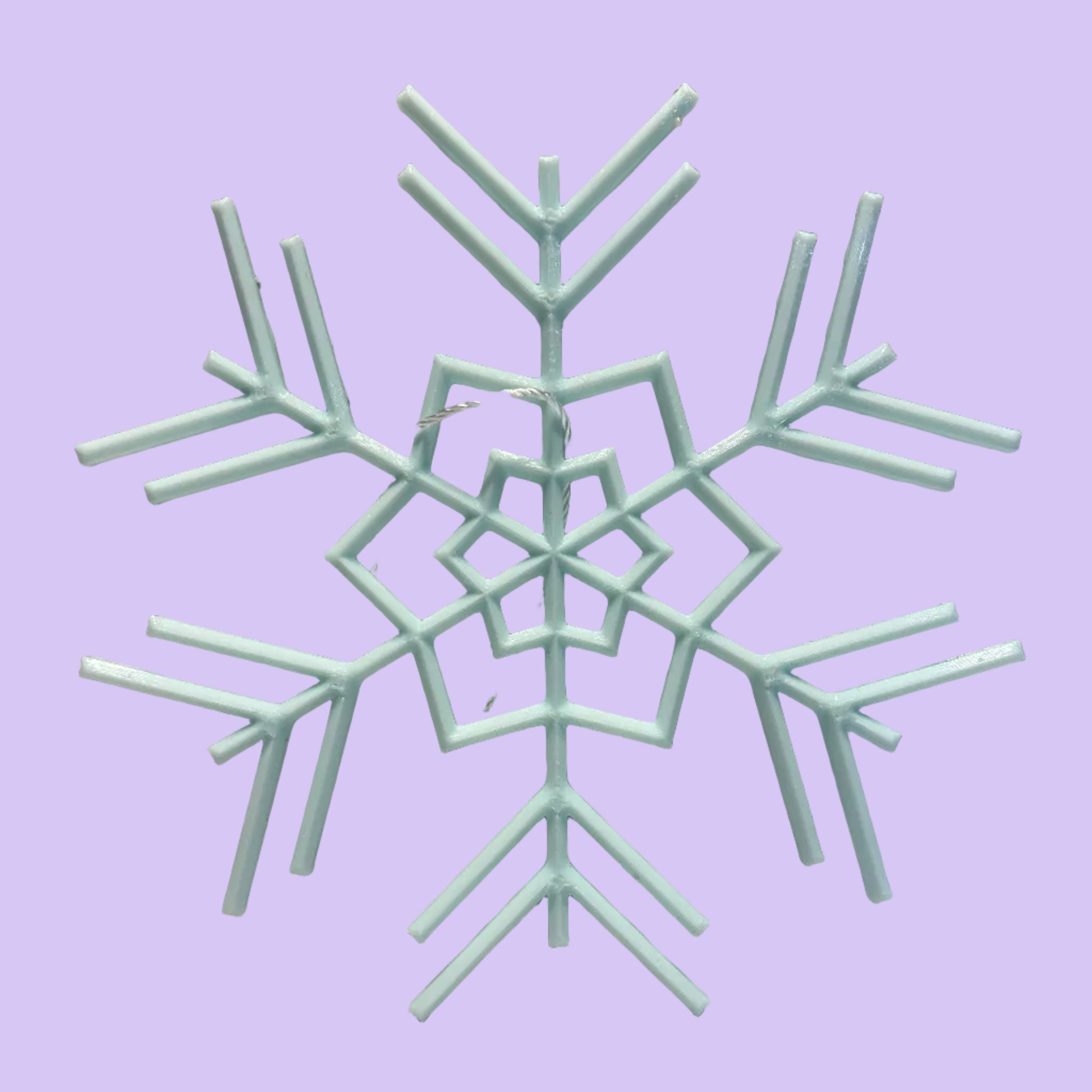Christmas - Snowflake Window Hanging Decoration - Large - Ice Blue - Front View