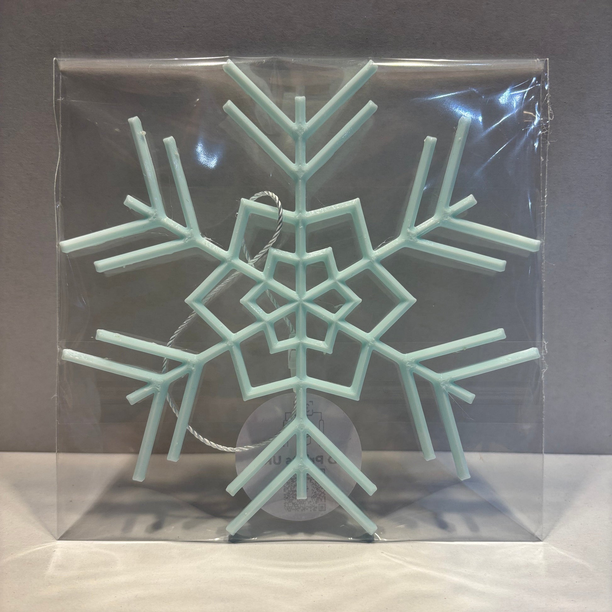 Christmas - Snowflake Window Hanging Decoration - Large - Ice Blue - Front View Packaged