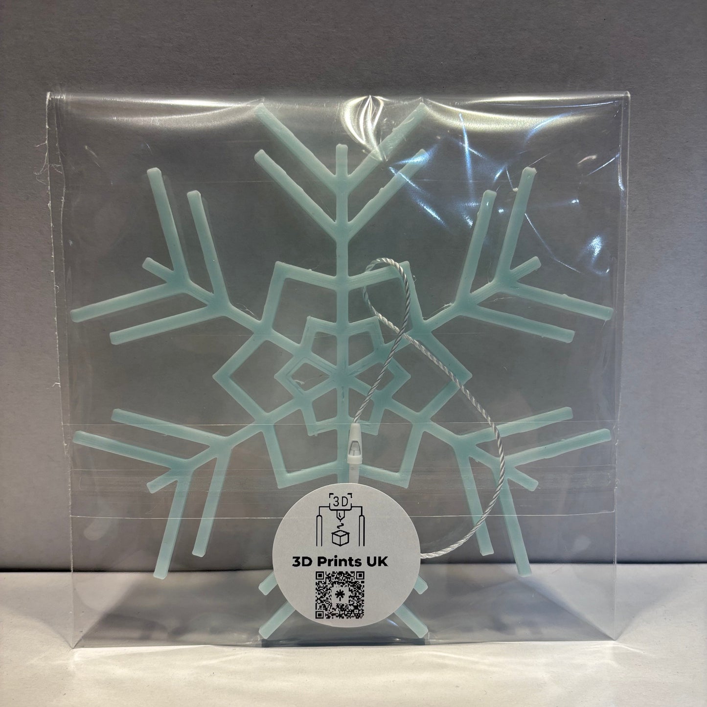 Christmas - Snowflake Window Hanging Decoration - Large - Ice Blue - Rear View Packaged