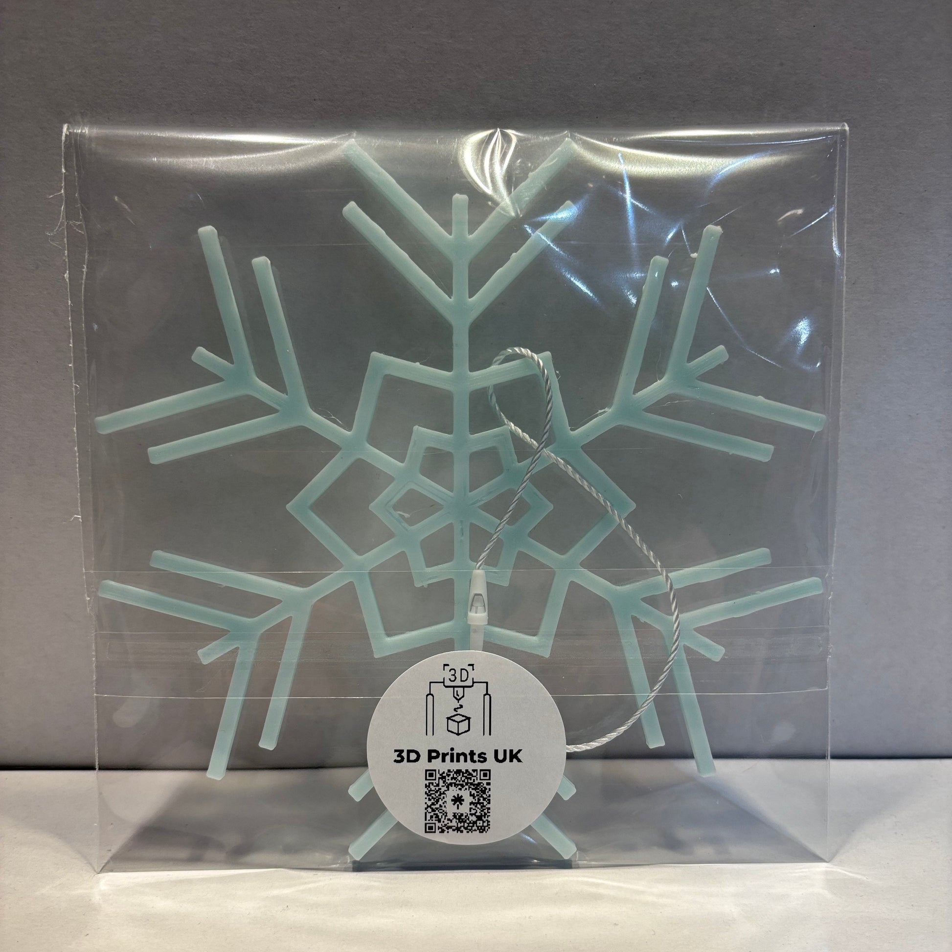 Christmas - Snowflake Window Hanging Decoration - Large - Ice Blue - Rear View Packaged
