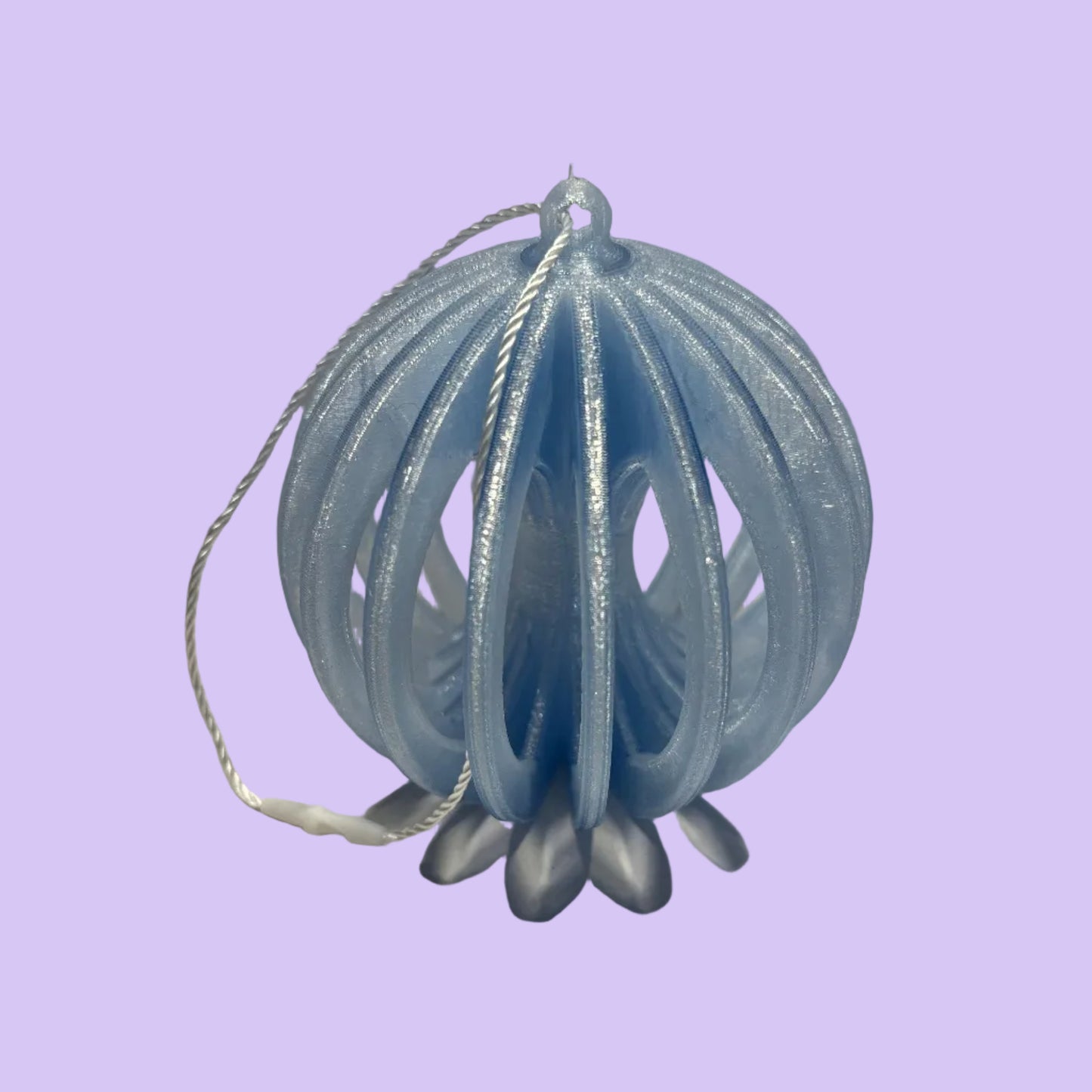 Christmas - Spinning Fidget Bauble - Transparent Light Blue - Side View