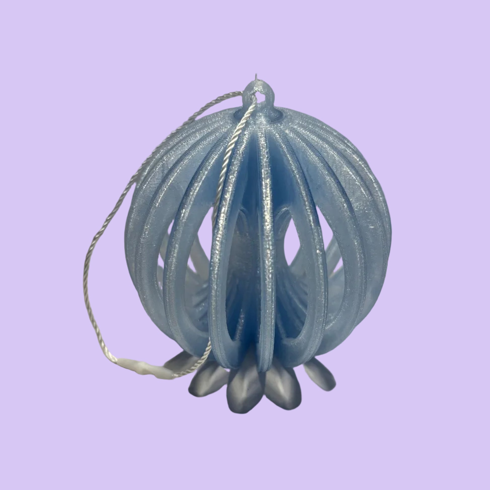 Christmas - Spinning Fidget Bauble - Transparent Light Blue - Side View