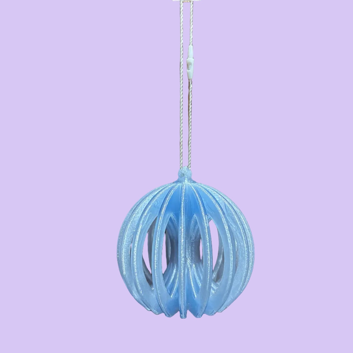 Christmas - Spinning Fidget Bauble - Transparent Light Blue - Hanging View