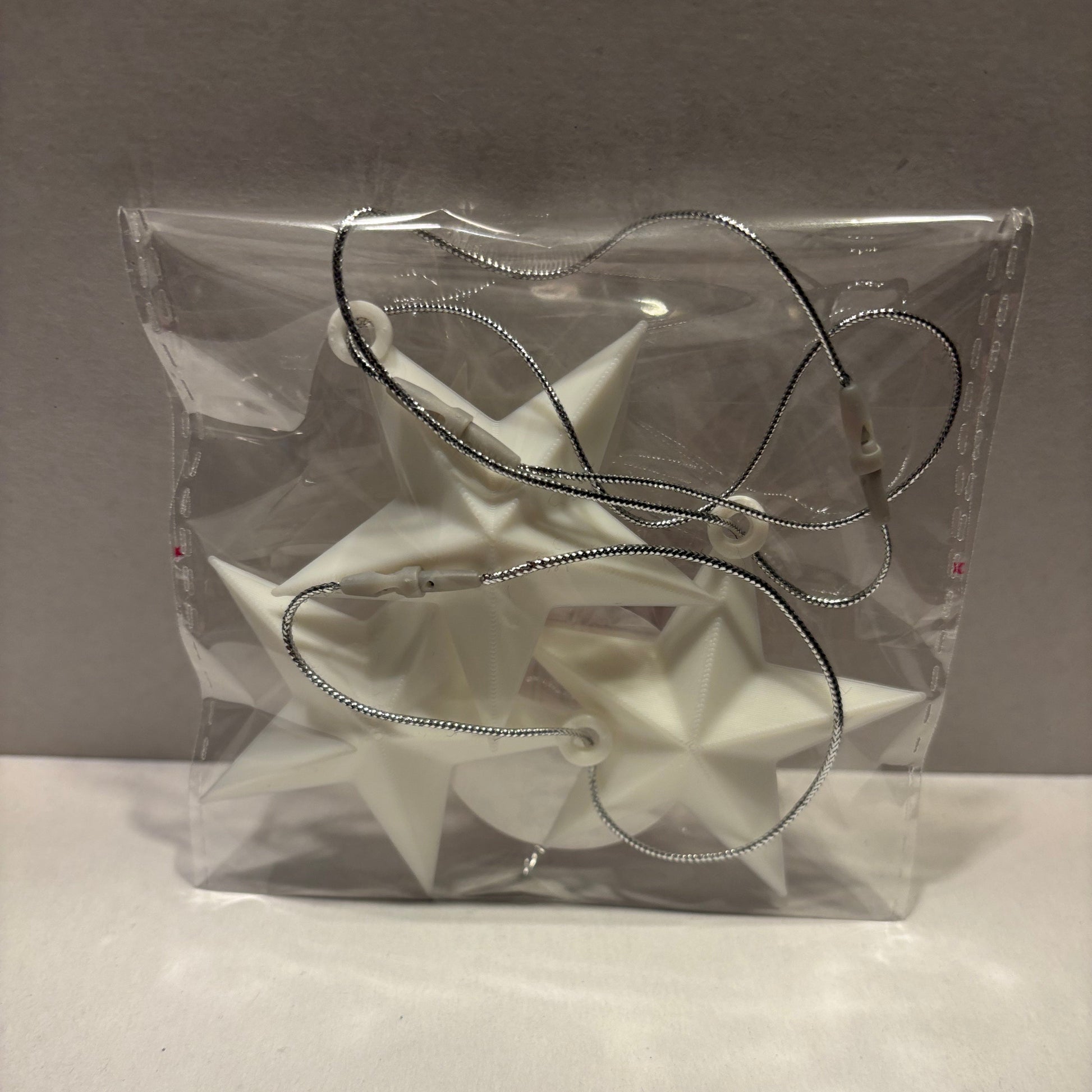 Christmas - Star Hanging Decoration - White - Front View Packaged