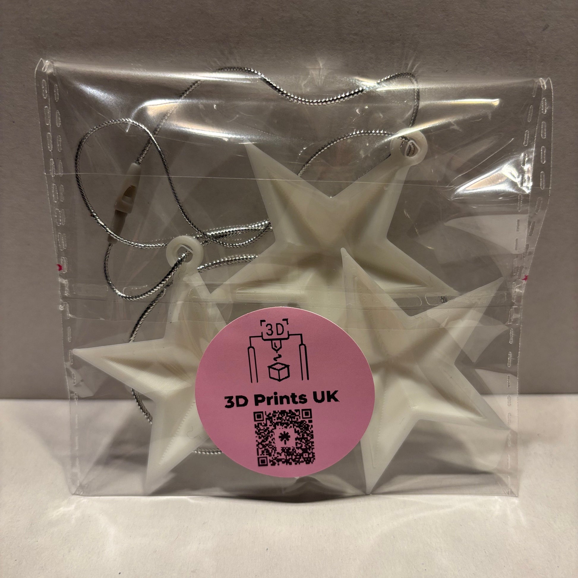 Christmas - Star Hanging Decoration - White - Rear View Packaged