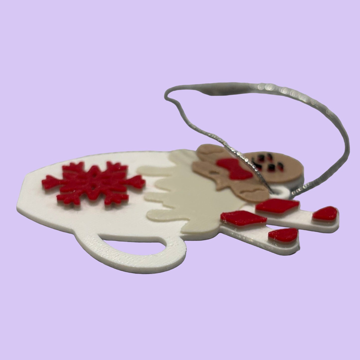 Christmas Hot Cocoa Mug Hanging Ornament - Gingerbread - Side View