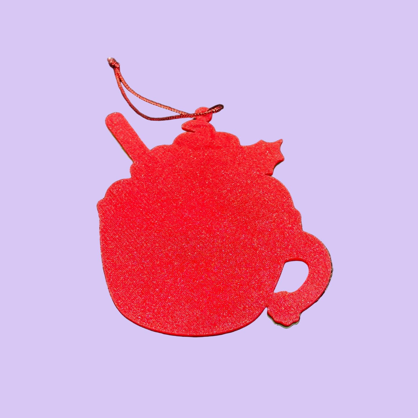 Christmas Hot Cocoa Mug Hanging Ornament - Santa Moustache - Rear View