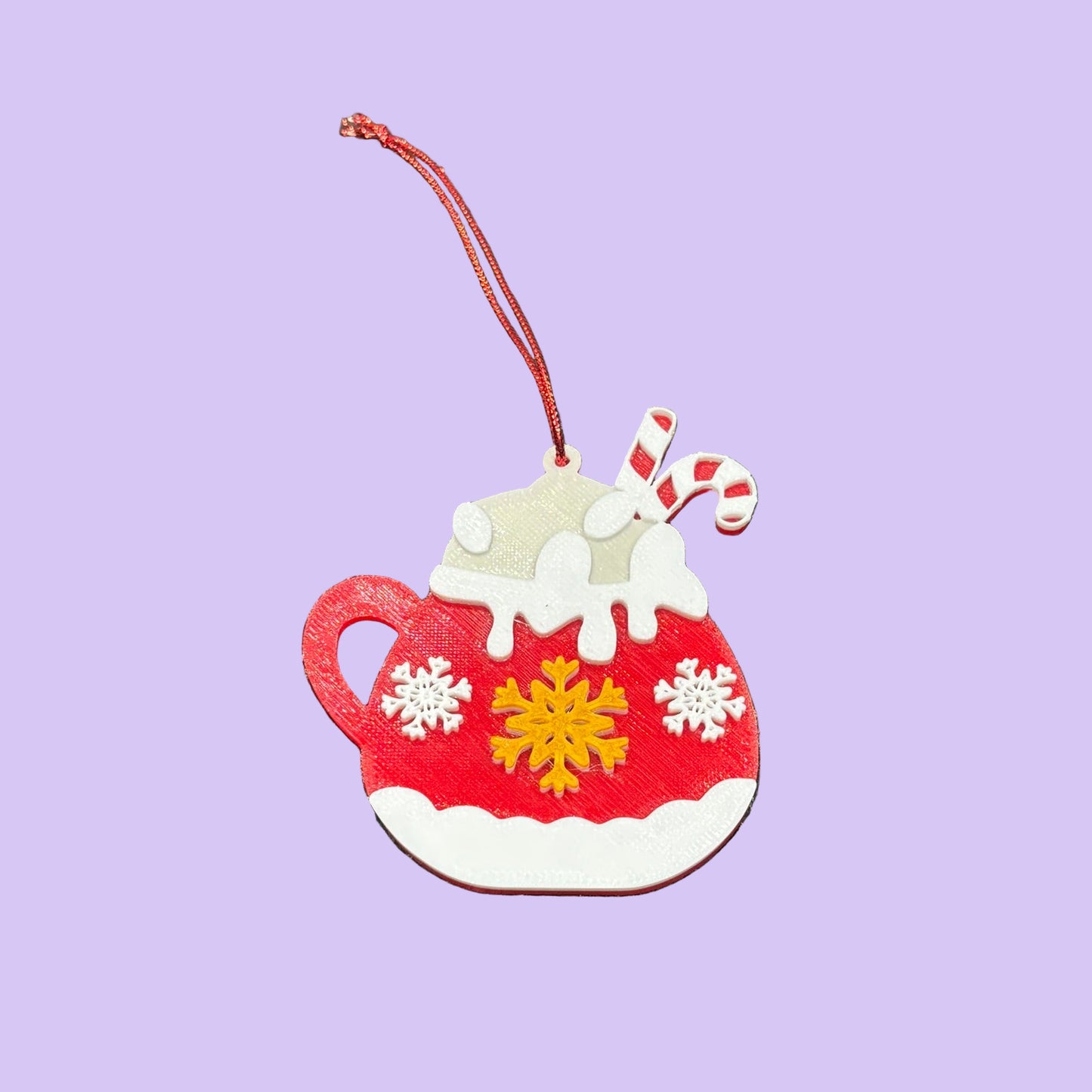 Christmas Hot Cocoa Mug Hanging Ornament - Snowflake - Top View