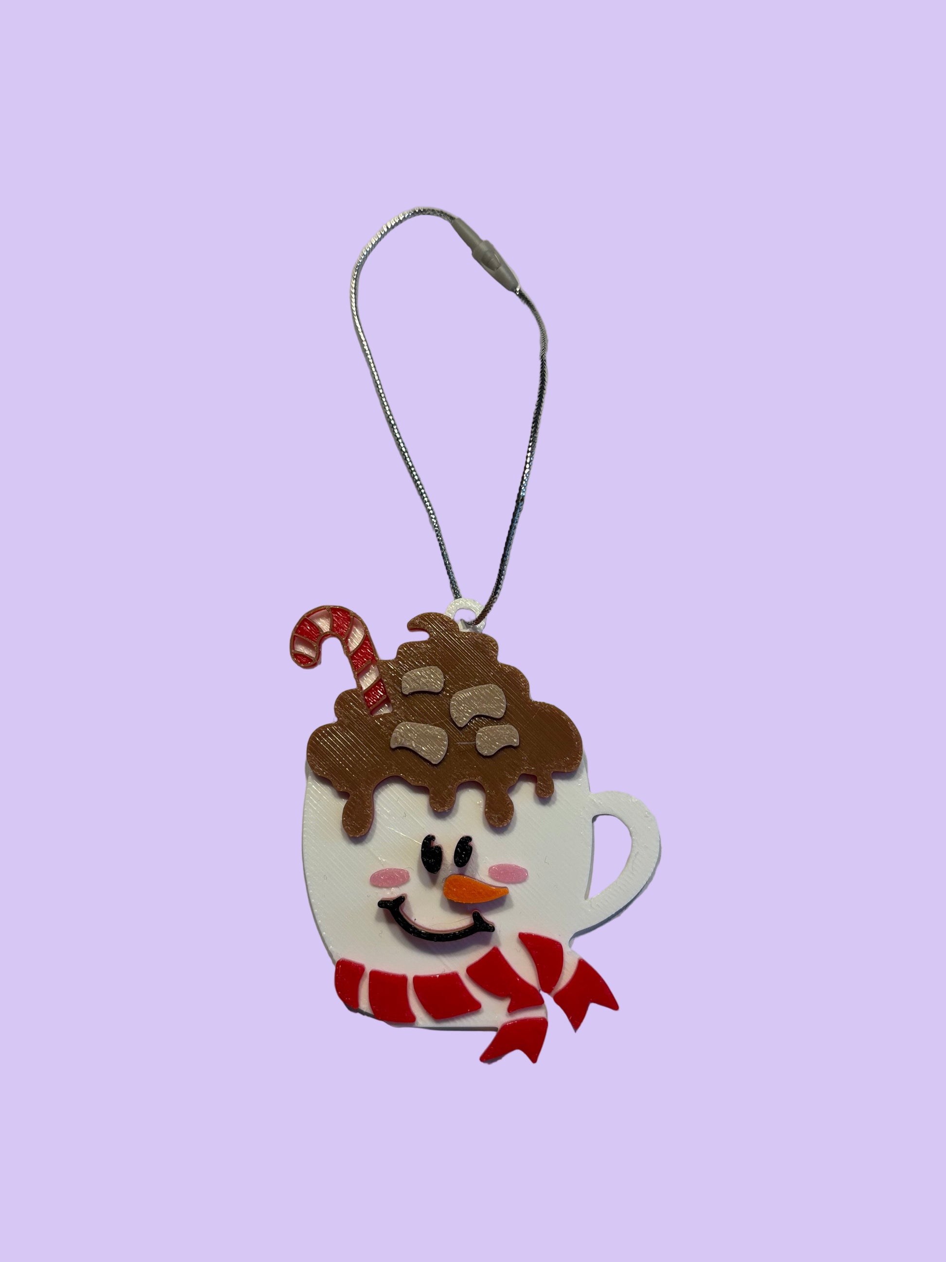 Christmas Hot Cocoa Mug Hanging Ornament - Snowman - Front View
