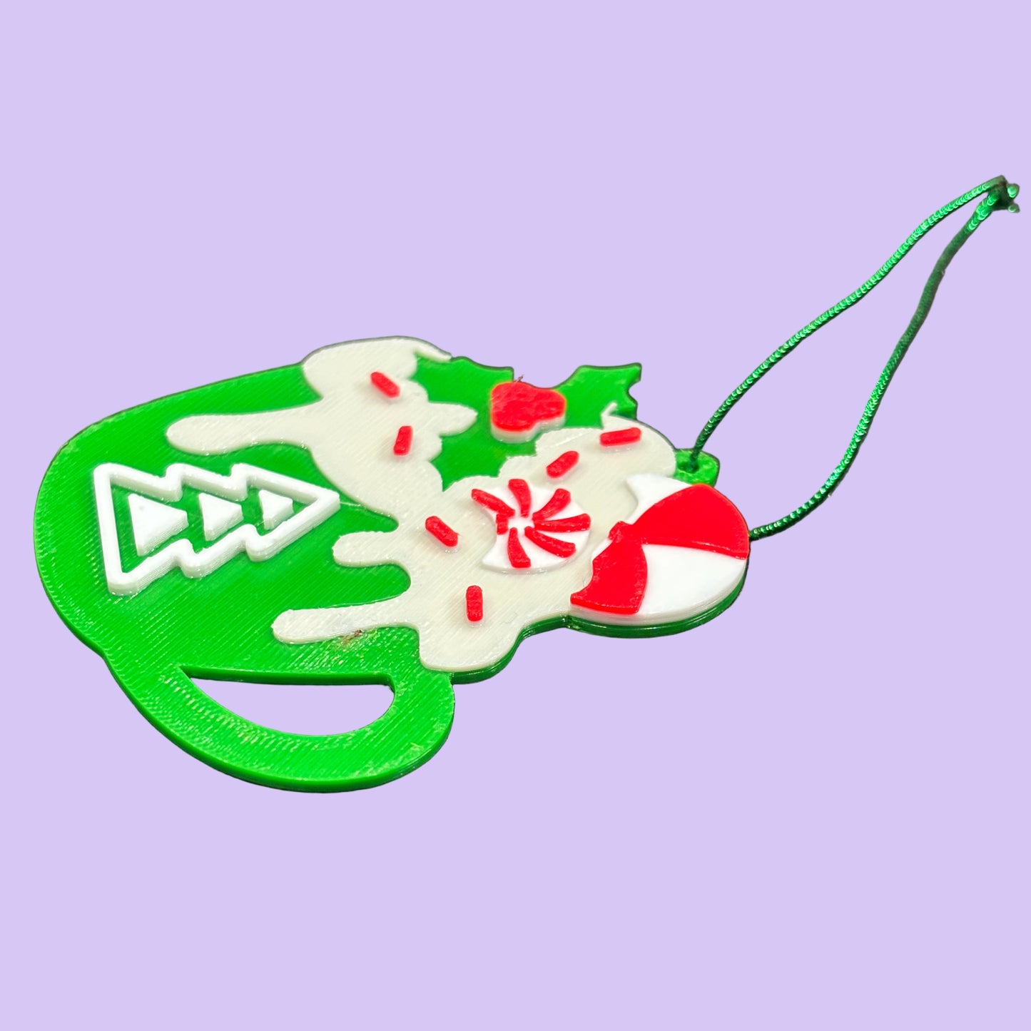 Christmas Hot Cocoa Mug Hanging Ornament - Tree - Side View