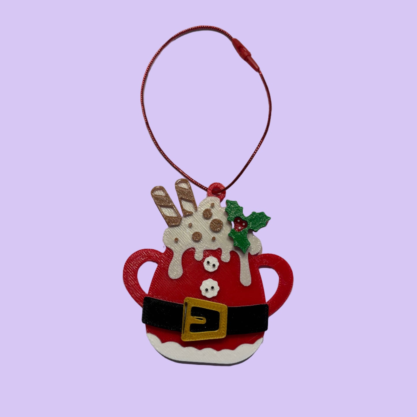 Christmas Hot Cocoa Mug Hanging Tree Ornament - Santa - Front View
