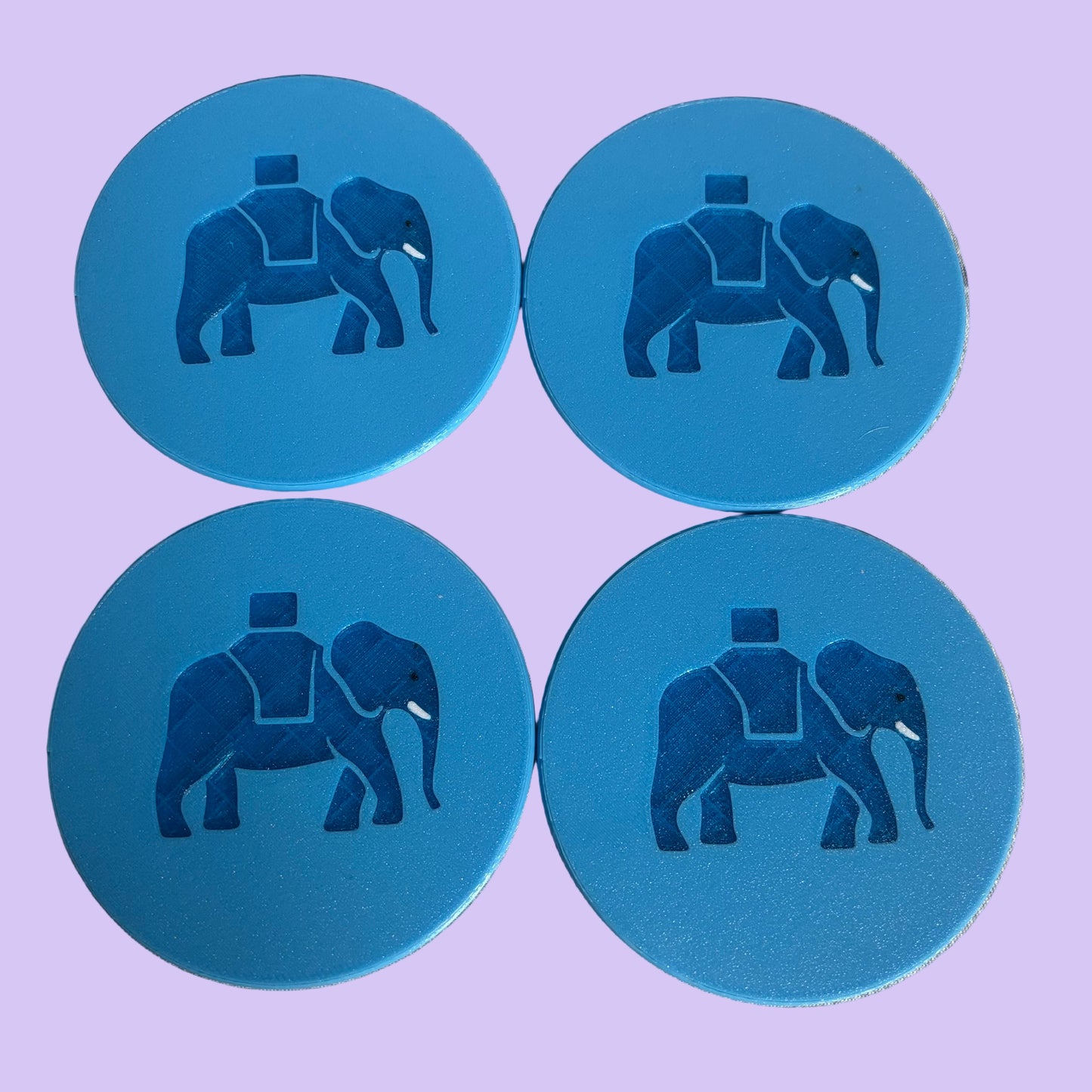 Circus Tour Elephant Coaster - Plain - Top Set of 4 View