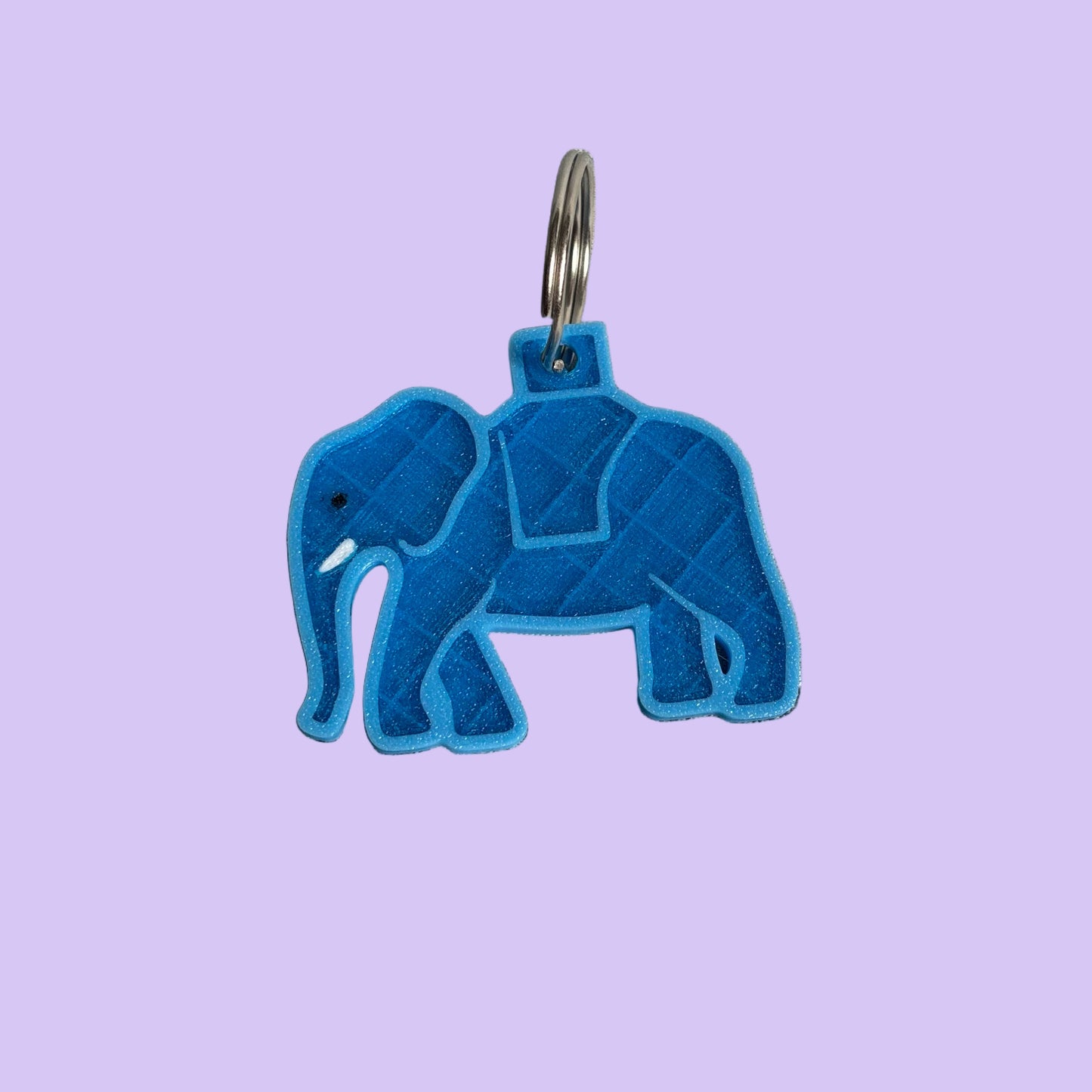 Circus Tour Elephant Keyring - Plain - Top View Keyring Up