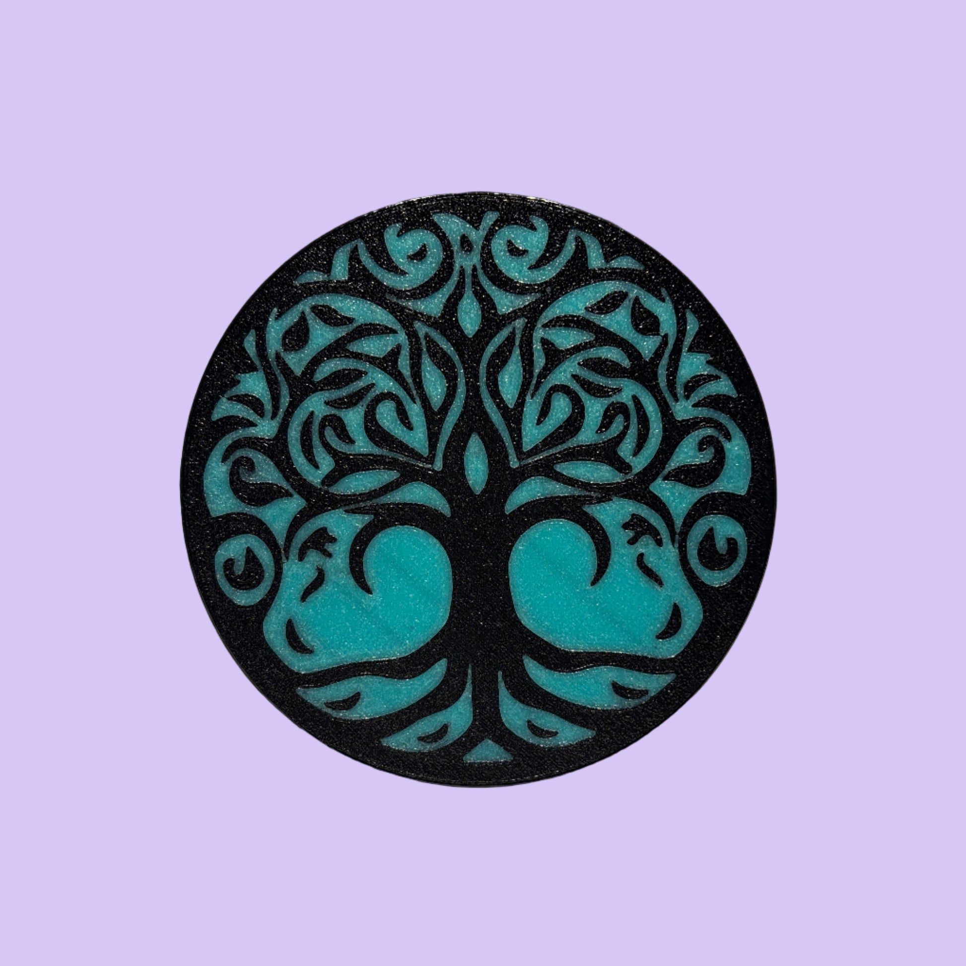 Coaster - Tree Of Life - Cyan - Front View