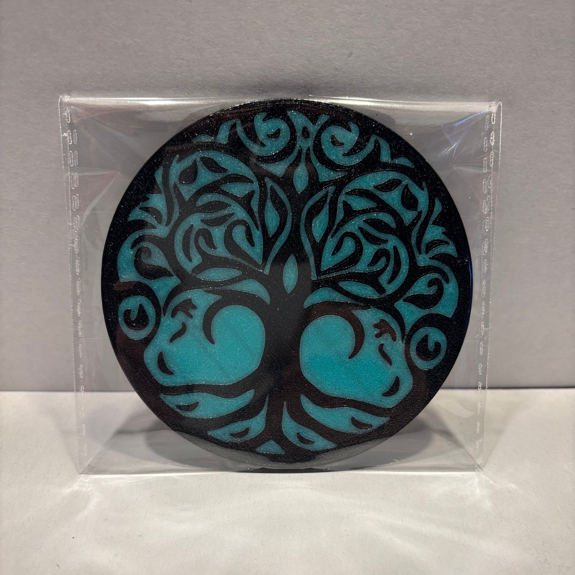 Coaster - Tree Of Life - Cyan - Front View Packaged