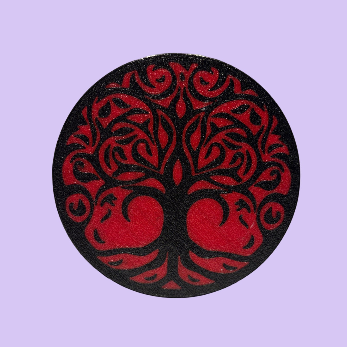 Coaster - Tree Of Life - Dark Red - Front View