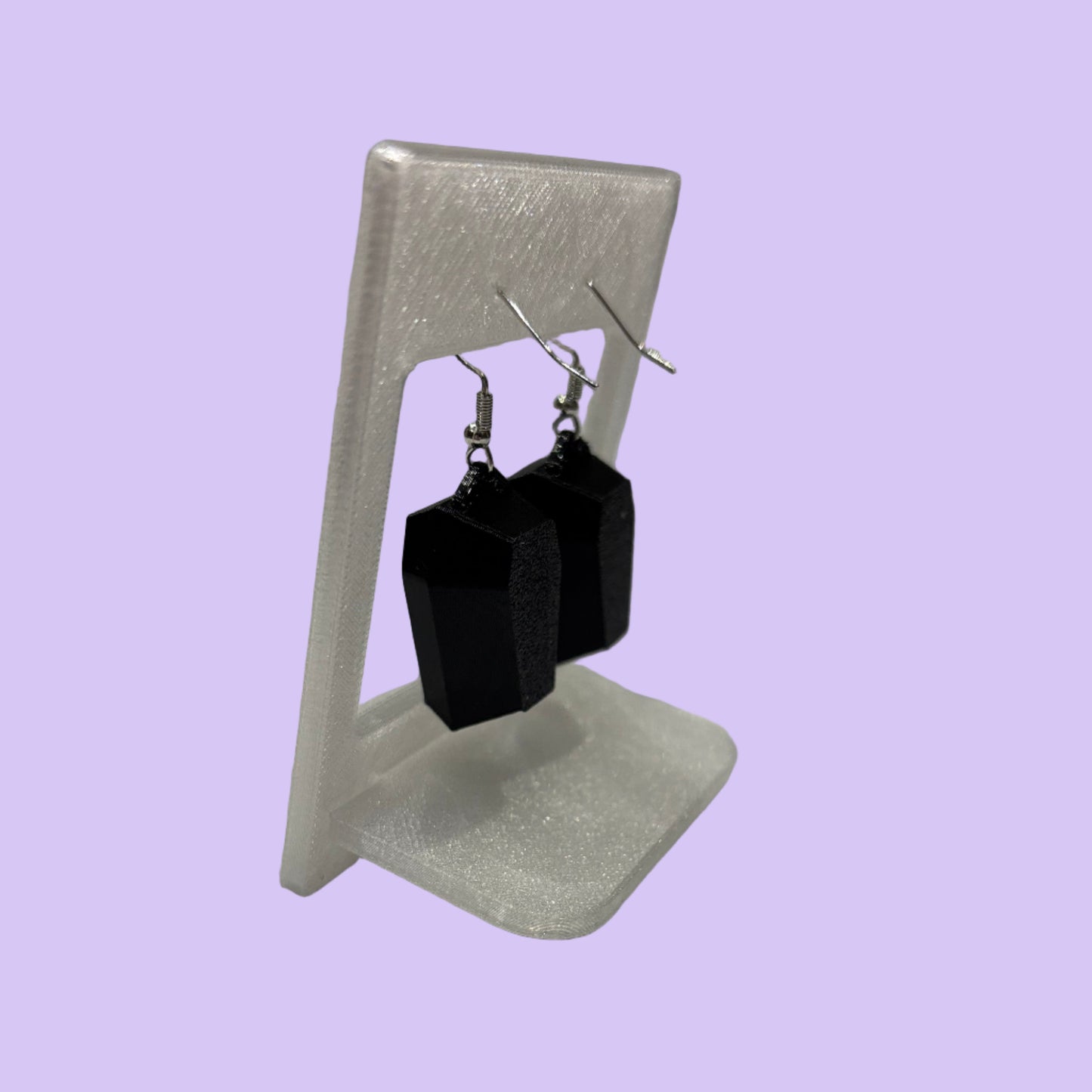 Coffin 3D Earrings - Cross - Left View