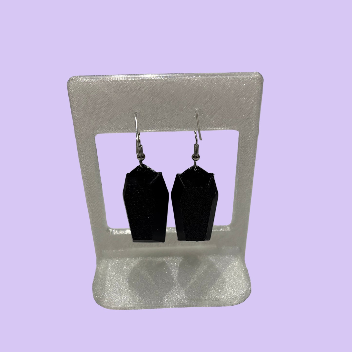 Coffin 3D Earrings - RIP - Rear View