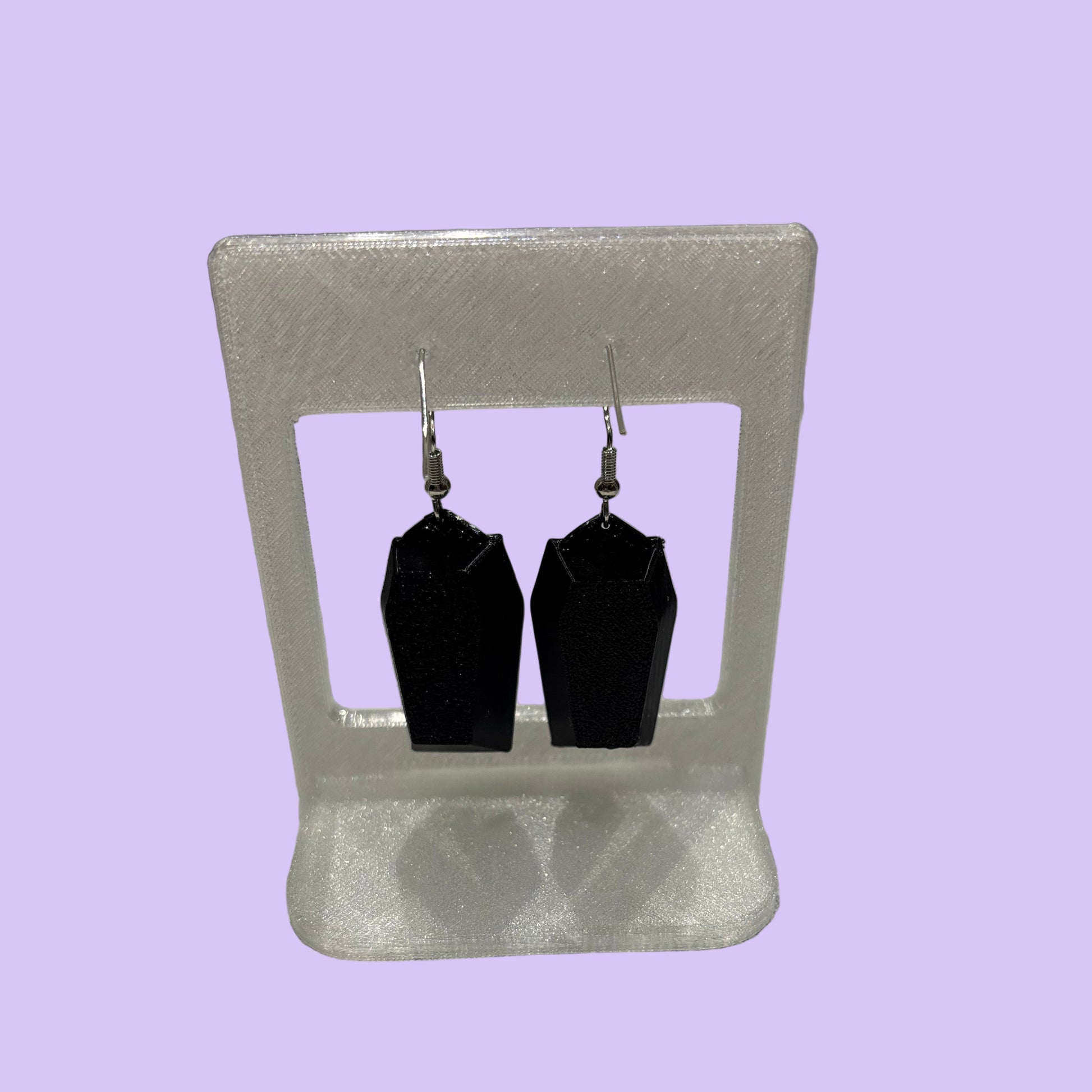 Coffin 3D Earrings - RIP - Rear View