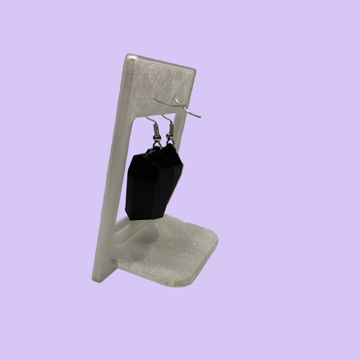 Coffin 3D Earrings - Spiderweb - Left View