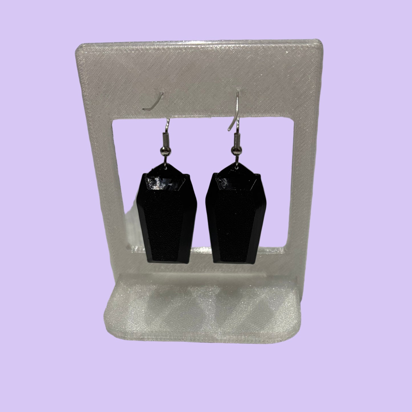Coffin 3D Earrings - Spiderweb - Rear View