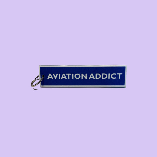Aviation Double Sided Flight Tag - Aviation Addict - Blue & White