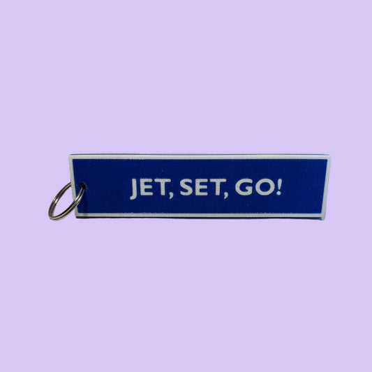 Flight Tag - Blue White - Jet, Set, Go - Flat View