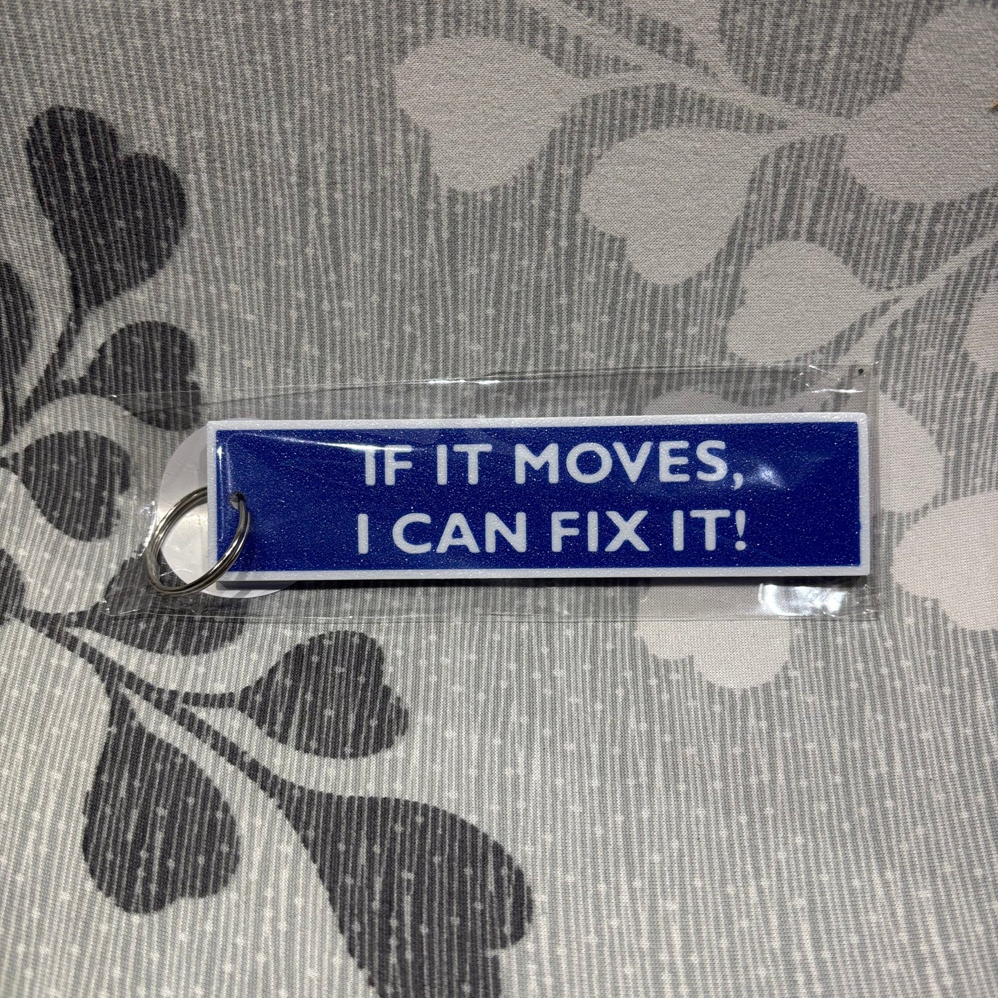Flight Tag - If It Moves I Can Fix It! - Blue/White - Flat Side Packaged