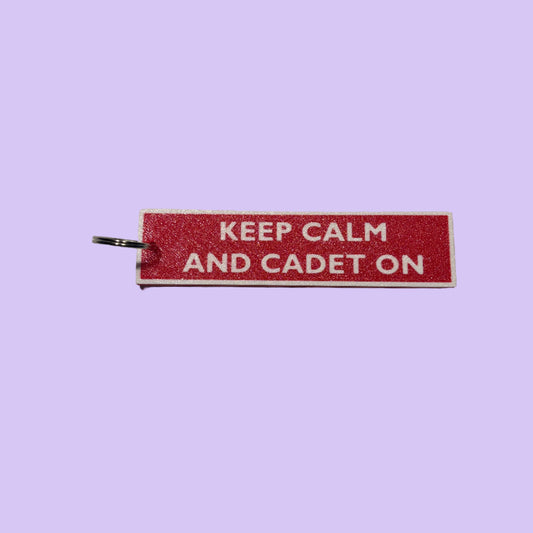 Flight Tag - Red White - Keep Calm and Cadet On - Flat View