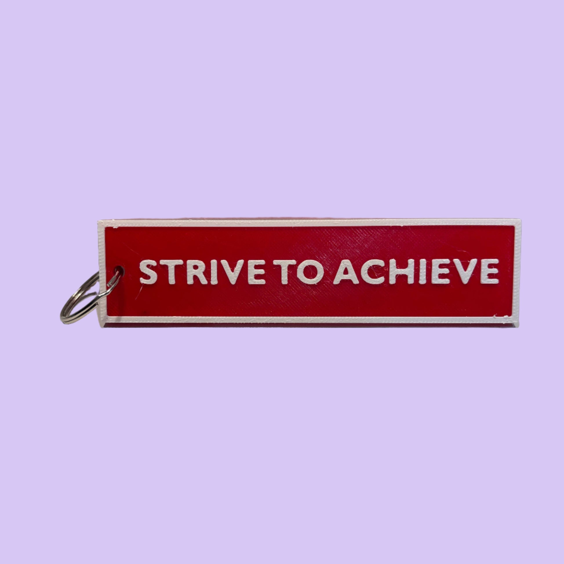 Flight Tag - Red White - Strive to Achieve - Raised View